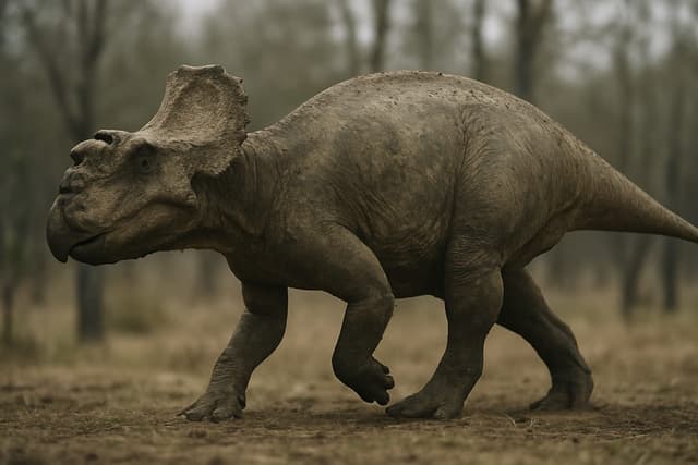 Pachyrhinosaure : Crâne massif avec une large bosse nasale et une collerette osseuse