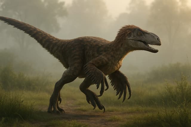 Utahraptor : Grand droméosauridé à plume, muni d’une énorme griffe en faucille
